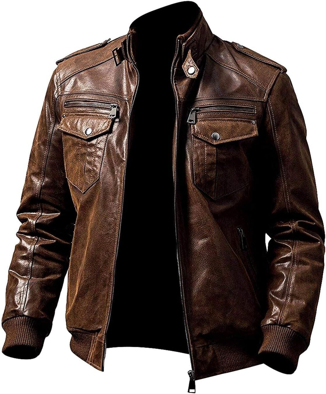 Cafe Racer Brown Retro Biker Jacket aMotorcycle Distressed Sheep Leather Jacket