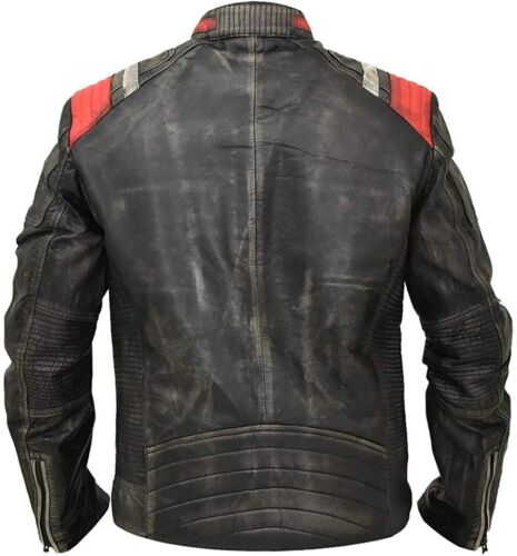 New Men's Moto Cafe Racer Retro Distressed Vintage Style Motorcycle Biker Jacket