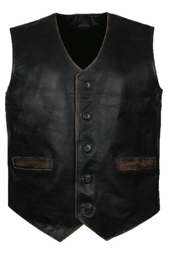 Haides Skeleton Vest Embossed Skull and Crossbones Black Distressed Leather