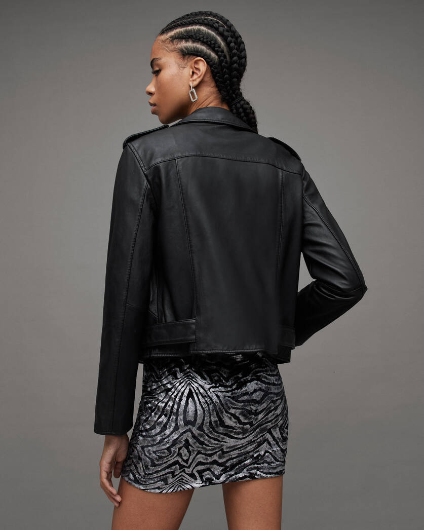 Balfern Belted Hem Leather Biker Jacket